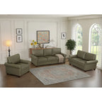 Living Room PU Sofa Set with Storage Sofa, 1+2+3 Sectional with Silver Nails and Solid Wood Legs