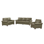 Living Room PU Sofa Set with Storage Sofa, 1+2+3 Sectional with Silver Nails and Solid Wood Legs