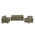 Living Room PU Sofa Set with Storage Sofa, 1+2+3 Sectional with Silver Nails and Solid Wood Legs