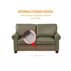 Living Room PU Sofa Set with Storage Sofa, 1+2+3 Sectional with Silver Nails and Solid Wood Legs