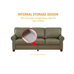 Living Room PU Sofa Set with Storage Sofa, 1+2+3 Sectional with Silver Nails and Solid Wood Legs