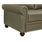 Living Room PU Sofa Set with Storage Sofa, 1+2+3 Sectional with Silver Nails and Solid Wood Legs