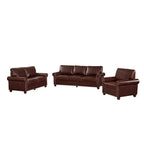 Living Room PU Sofa Set with Storage Sofa, 1+2+3 Sectional with Silver Nails and Solid Wood Legs