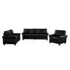Living Room PU Sofa Set with Storage Sofa, 1+2+3 Sectional with Silver Nails and Solid Wood Legs
