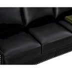Living Room PU Sofa Set with Storage Sofa, 1+2+3 Sectional with Silver Nails and Solid Wood Legs
