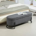 Padded Velvet Fabric Storage Bench Ottoman with Safety Hinge and Metal Legs