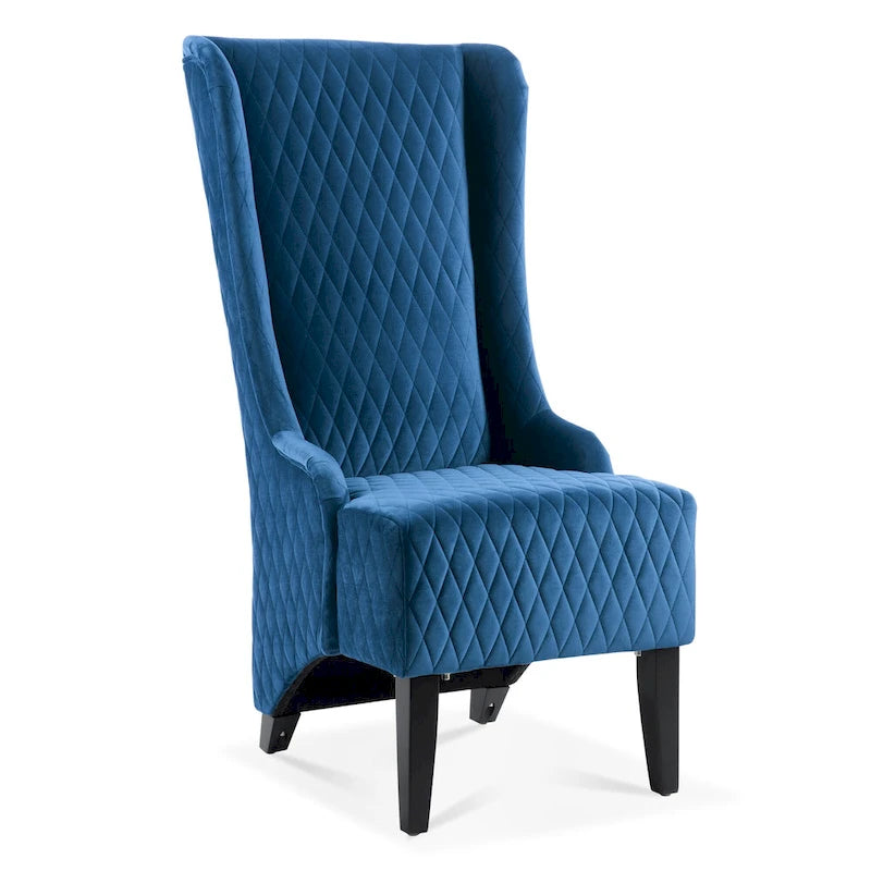 Upholstered Velvet Accent Chair with High Wingback and Wooden Legs