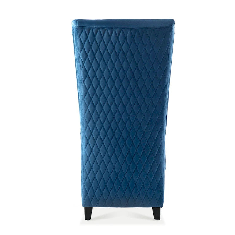 Upholstered Velvet Accent Chair with High Wingback and Wooden Legs