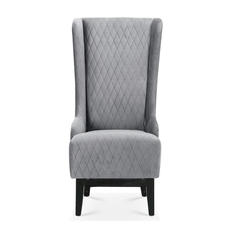 Upholstered Velvet Accent Chair with High Wingback and Wooden Legs