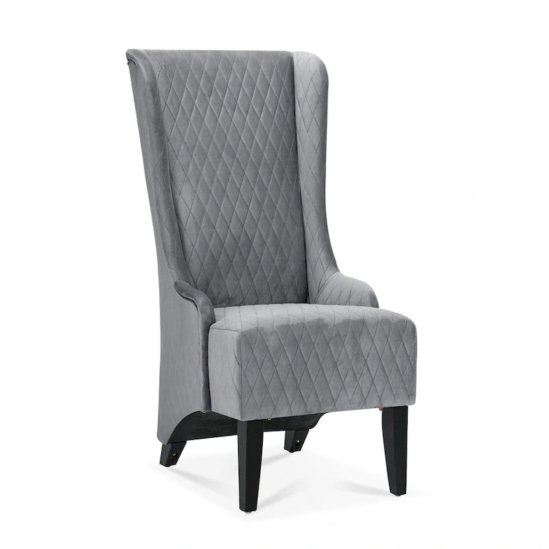 Upholstered Velvet Accent Chair with High Wingback and Wooden Legs