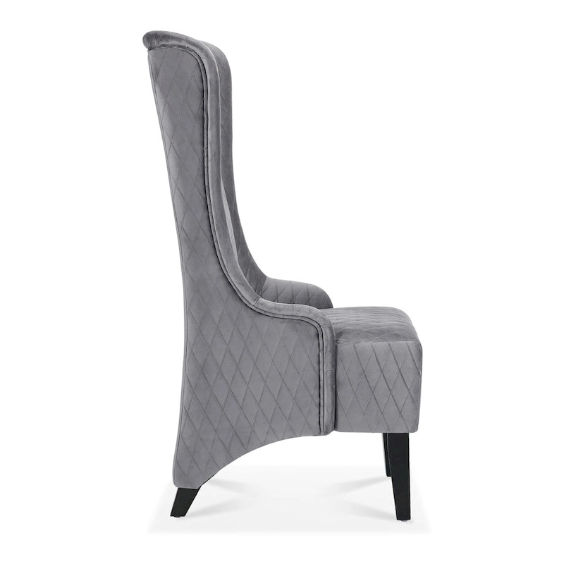 Upholstered Velvet Accent Chair with High Wingback and Wooden Legs