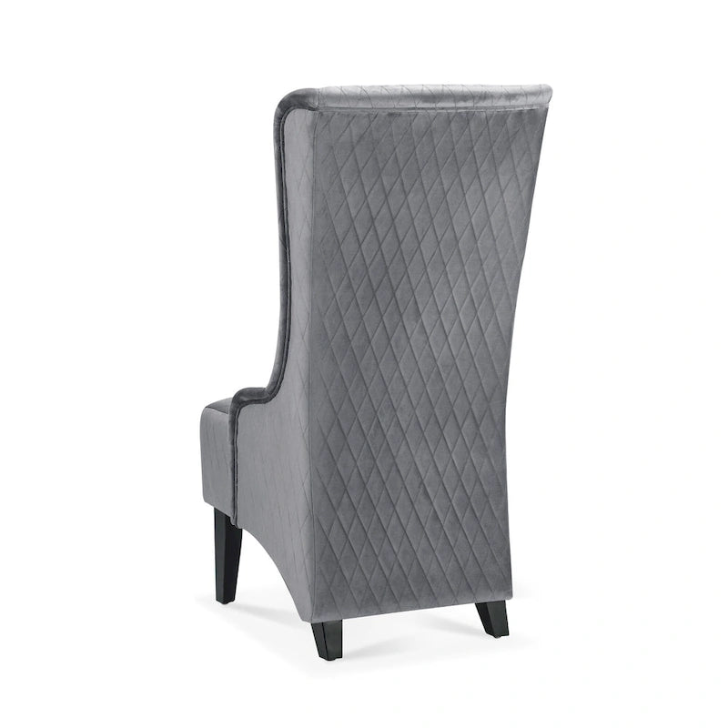 Upholstered Velvet Accent Chair with High Wingback and Wooden Legs