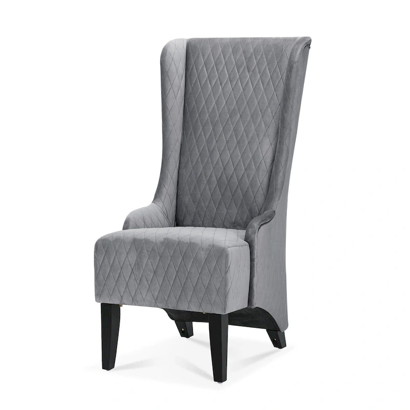 Upholstered Velvet Accent Chair with High Wingback and Wooden Legs