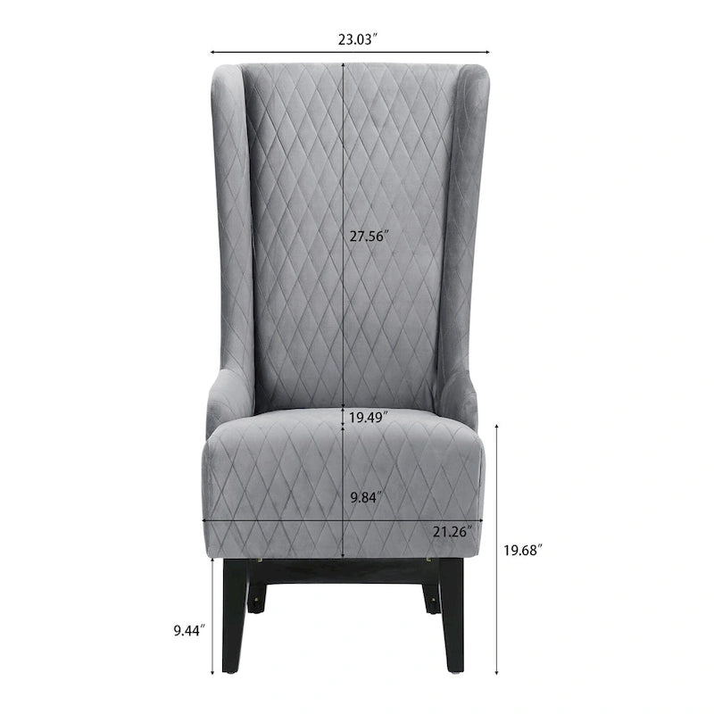 Upholstered Velvet Accent Chair with High Wingback and Wooden Legs