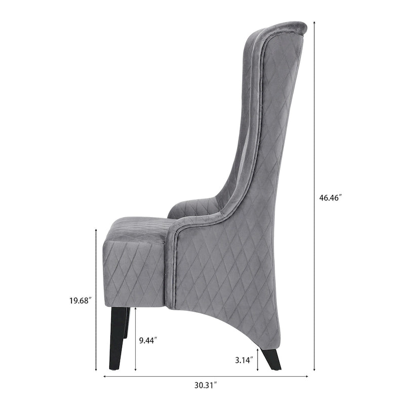 Upholstered Velvet Accent Chair with High Wingback and Wooden Legs