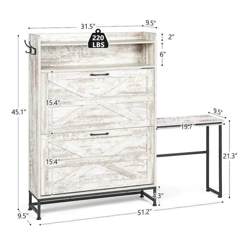 Shoe Cabinet, Entry Home Shoe Cabinet, Entrance Balcony Storage Cabinet, Large Capacity Shoe Rack, White