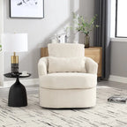 White Teddy 32.68 Upholstered 360 Swivel Barrel Chair with Metal Base