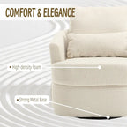 White Teddy 32.68 Upholstered 360 Swivel Barrel Chair with Metal Base