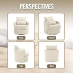 White Teddy 32.68 Upholstered 360 Swivel Barrel Chair with Metal Base