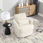 White Teddy 32.68 Upholstered 360 Swivel Barrel Chair with Metal Base