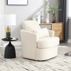 White Teddy 32.68 Upholstered 360 Swivel Barrel Chair with Metal Base