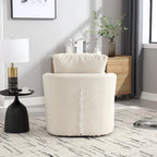 White Teddy 32.68 Upholstered 360 Swivel Barrel Chair with Metal Base