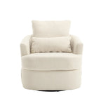 White Teddy 32.68 Upholstered 360 Swivel Barrel Chair with Metal Base