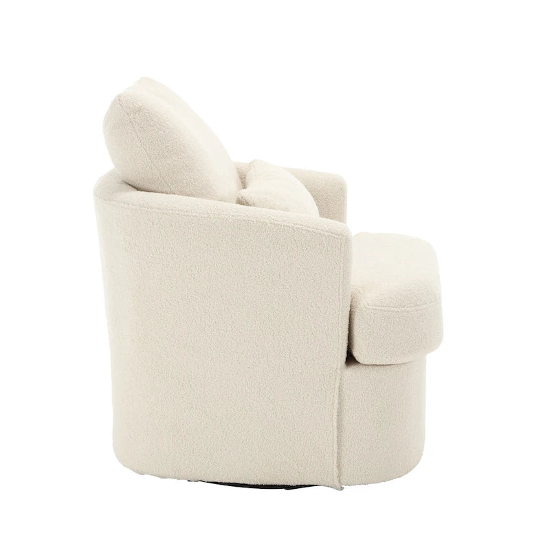 White Teddy 32.68 Upholstered 360 Swivel Barrel Chair with Metal Base