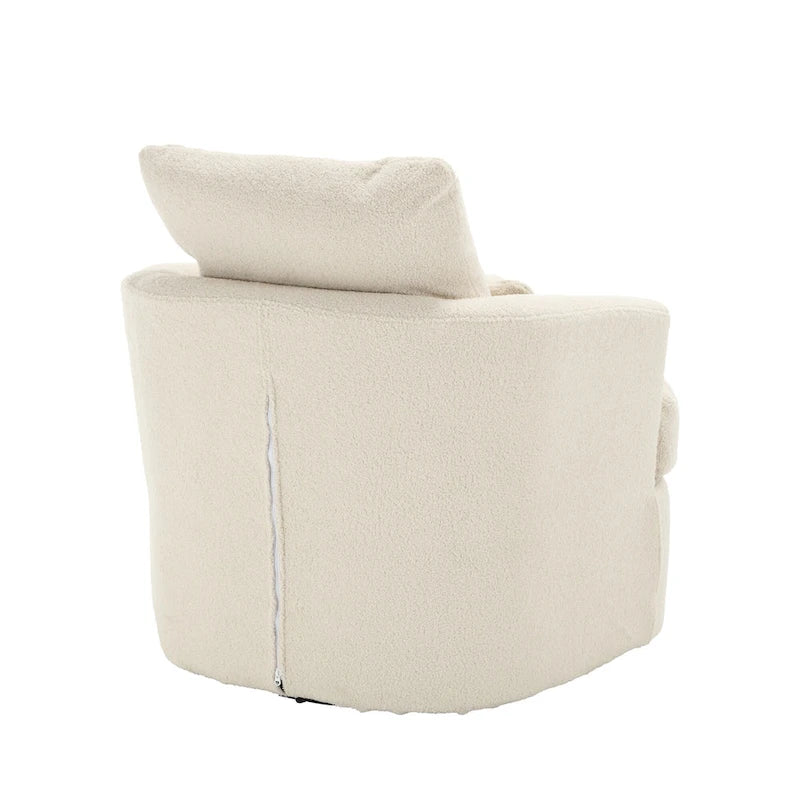 White Teddy 32.68 Upholstered 360 Swivel Barrel Chair with Metal Base