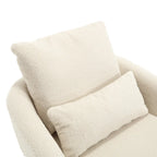 White Teddy 32.68 Upholstered 360 Swivel Barrel Chair with Metal Base