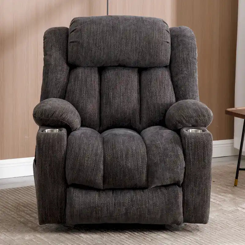 Chenille Power Lift Recliner Chair with 8-Point Vibration Massage and Lumbar Heating, USB and Type-C Ports