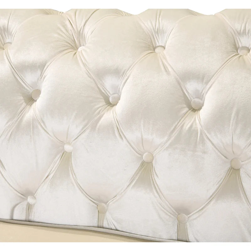 84 Luxury Chesterfield Velvet Sofa with Gold Trim