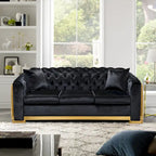 84 Luxury Chesterfield Velvet Sofa with Gold Trim
