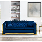 84 Luxury Chesterfield Velvet Sofa with Gold Trim