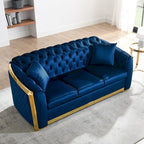 84 Luxury Chesterfield Velvet Sofa with Gold Trim