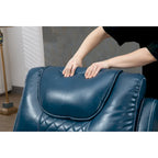 Blue Oversized PU Leather Power Lift Recliner with Massage, Heating, Lay Flat