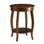 Walnut Round Side Table with Bottom Shelf