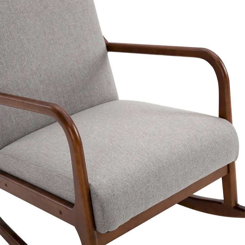 Grey Modern 25.3 High Back Rocking Chair with Solid Wood Base