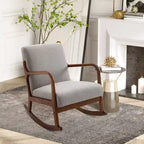 Grey Modern 25.3 High Back Rocking Chair with Solid Wood Base
