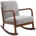 Grey Modern 25.3 High Back Rocking Chair with Solid Wood Base