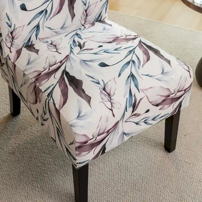 PUrple Floral 29.13 Upholstered Accent Chair with Wood Legs
