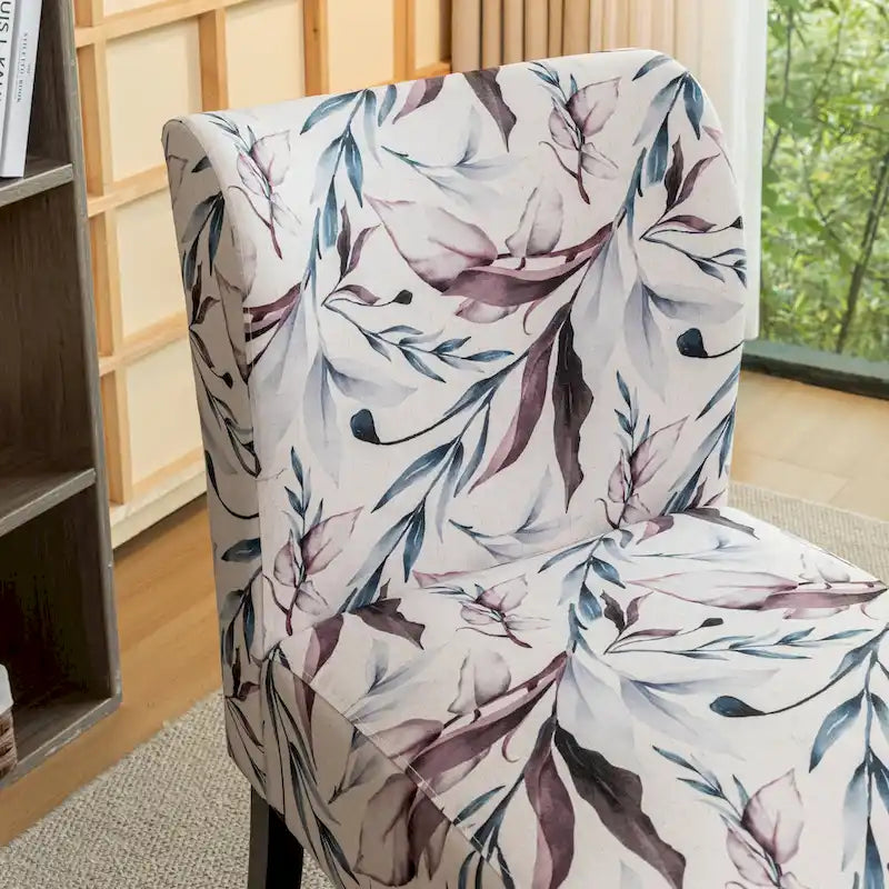 PUrple Floral 29.13 Upholstered Accent Chair with Wood Legs