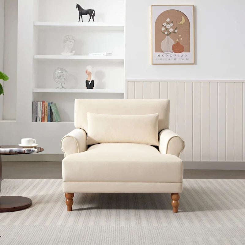 37.8 Velvet Accent Chair with Ergonomic Lumbar Support