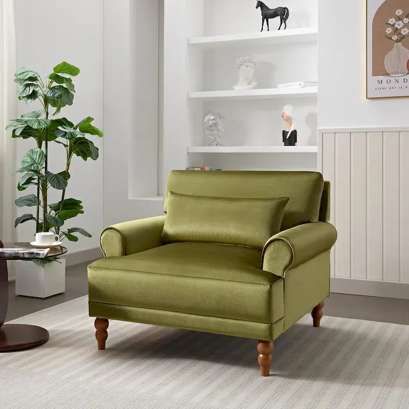 37.8 Velvet Accent Chair with Ergonomic Lumbar Support