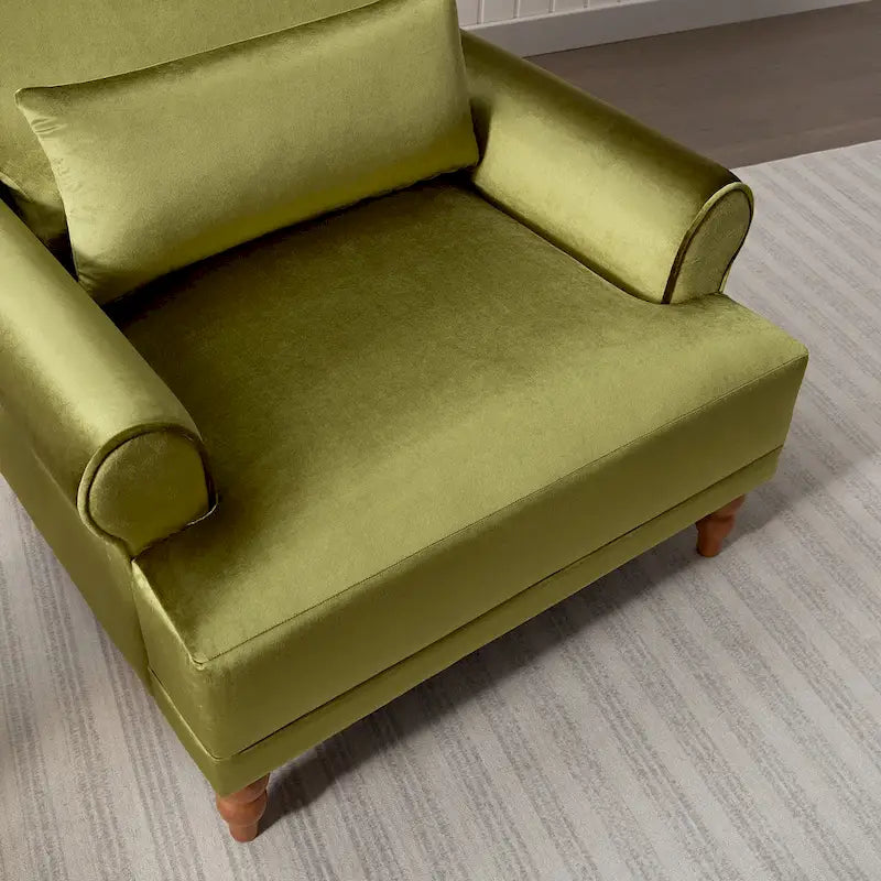 37.8 Velvet Accent Chair with Ergonomic Lumbar Support
