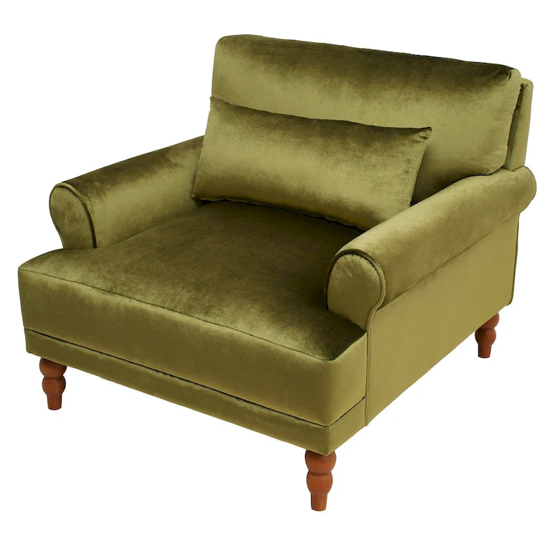 37.8 Velvet Accent Chair with Ergonomic Lumbar Support
