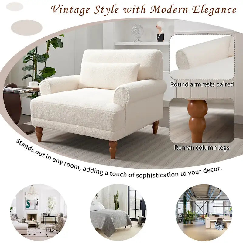 37.8 Velvet Accent Chair with Ergonomic Lumbar Support
