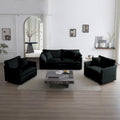 Black 3-Piece Chenille Sofa Set with Loveseat and 2 Single Sofas