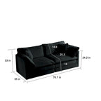 Black 3-Piece Chenille Sofa Set with Loveseat and 2 Single Sofas