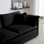 Black 3-Piece Chenille Sofa Set with Loveseat and 2 Single Sofas